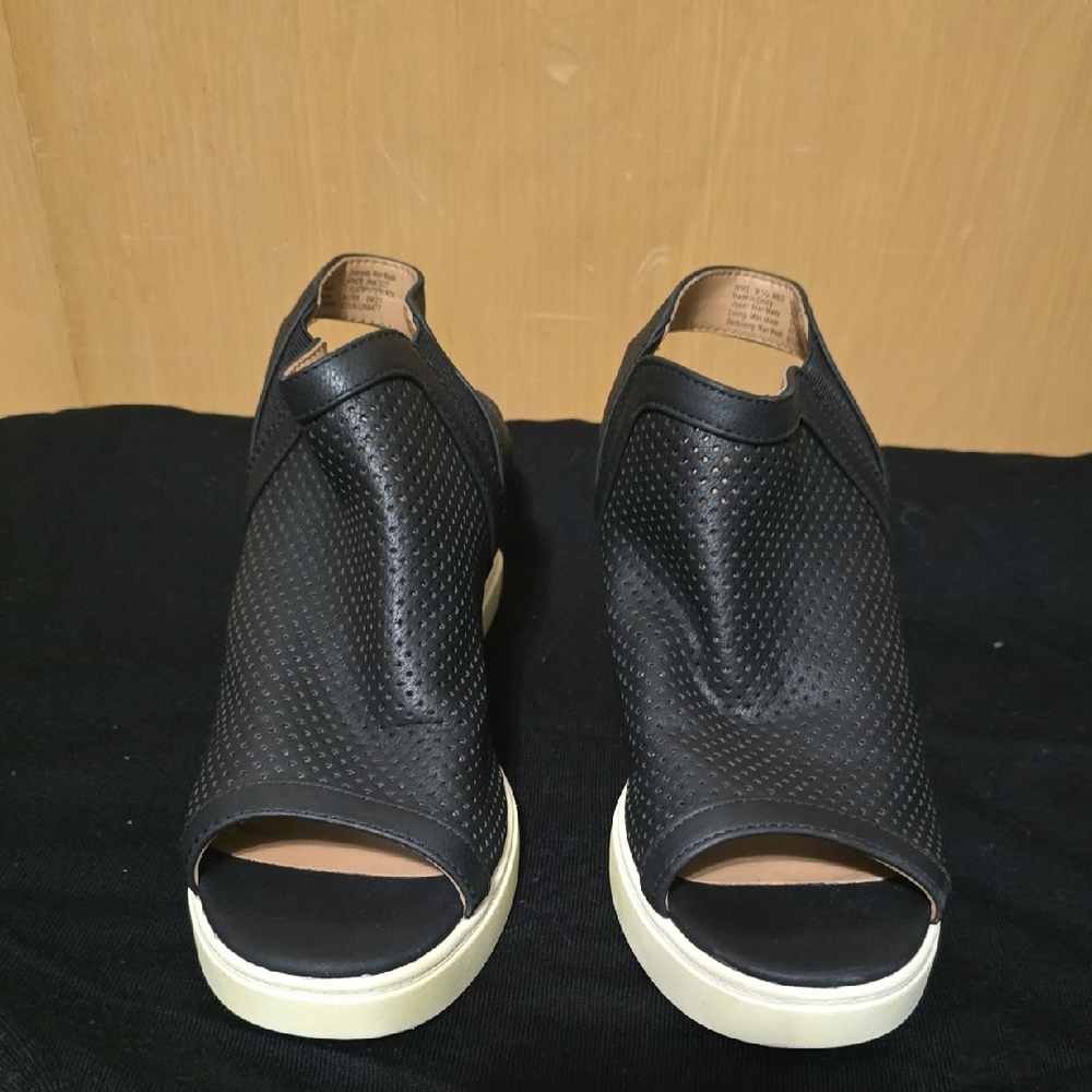Sonoma Black Perforated Peep-Toe Mules
